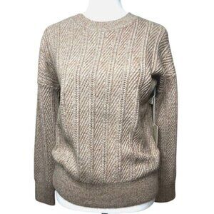 Joie Womens Beige Herringbone Pattern Crewneck Sweater Size Small